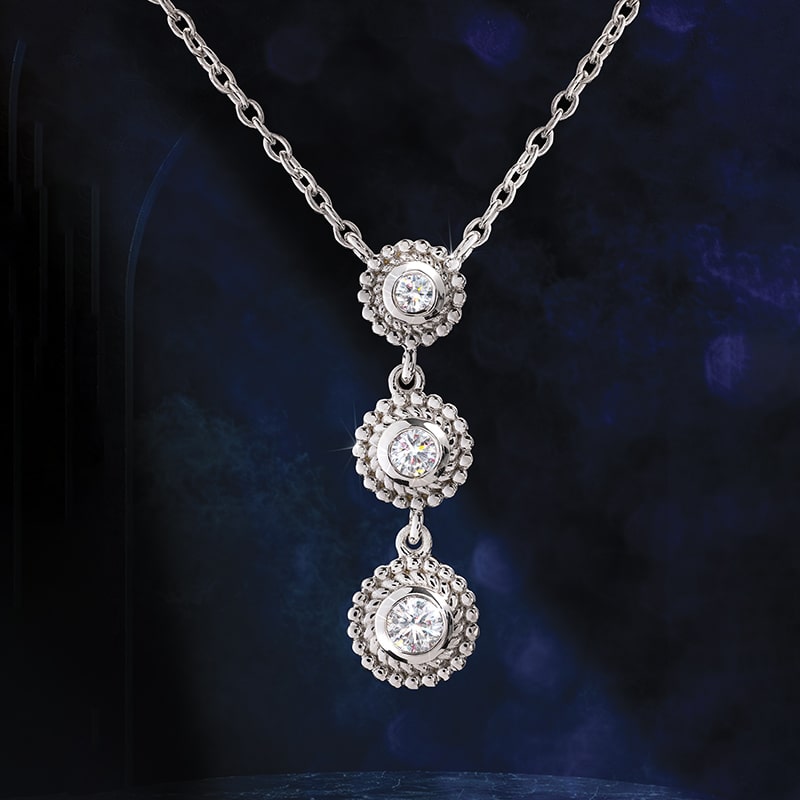 Lab-Grown 3-Stone Diamond Necklace